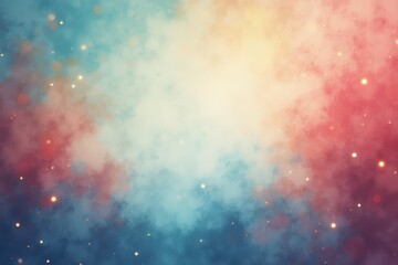 Abstract Blue and Red Swirling Cloud Background with Golden Glimmering Lights