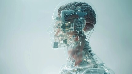 Futuristic Human Brain with Digital Circuitry
