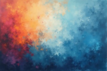 Obraz premium Abstract Painting of Blue, Orange, and Pink Colors