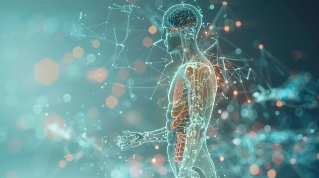 Futuristic Human Anatomy with Digital Networks