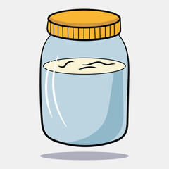 A cartoon vector with closed high light blue plastic jar illustration

