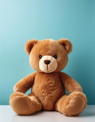 Obraz premium Teddy bear isolated on minimalist background. Children's Toys