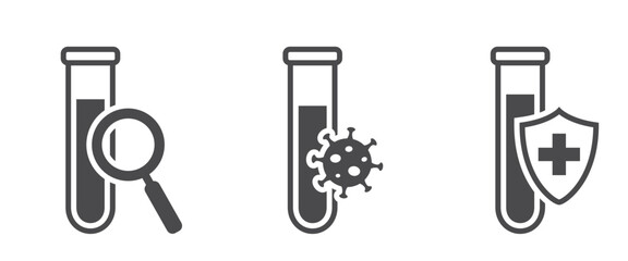 microbiology testing icons. laboratory test tube symbols. isolated vector images in simple style