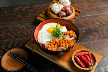 Rice bowl spicy chef cooking creative indonesian authentic asian food