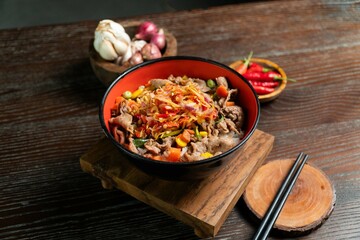 Rice bowl spicy chef cooking creative indonesian authentic asian food