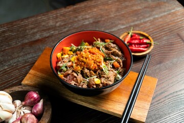 Rice bowl spicy chef cooking creative indonesian authentic asian food