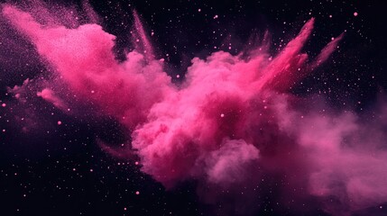 Abstract explosion of pink dust cloud on a black background vector illustration