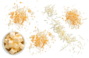 grated cheese and cube collection - ready to use premium PNG cutout isolated image