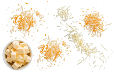 grated cheese and cube collection - ready to use premium PNG cutout isolated image