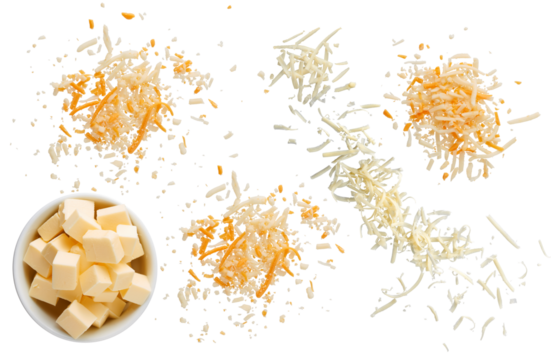 grated cheese and cube collection - ready to use premium PNG cutout isolated image
