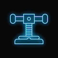 Glowing neon line kid playground slide on the ground icon isolated on black background vector illustration