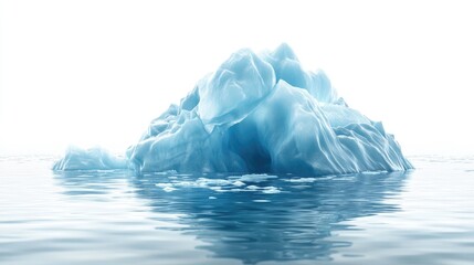 Fototapeta premium Melting iceberg on a white backdrop representing the implications of climate change and the reduction of glaciers