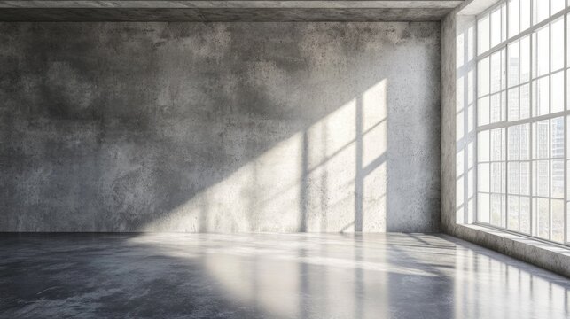 Empty loft style room featuring concrete walls and a textured background