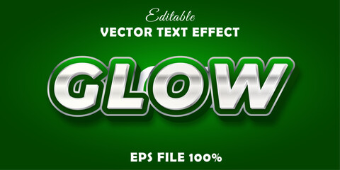 Editable text effect - Glow green sliver metallic style