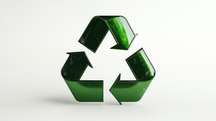Obraz premium 3D illustration of a green recycle symbol set against a white background