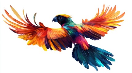 Vivid Rainbow Parrot in Flight