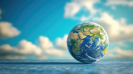 Globe of Earth against a blue sky highlighting the southern hemisphere