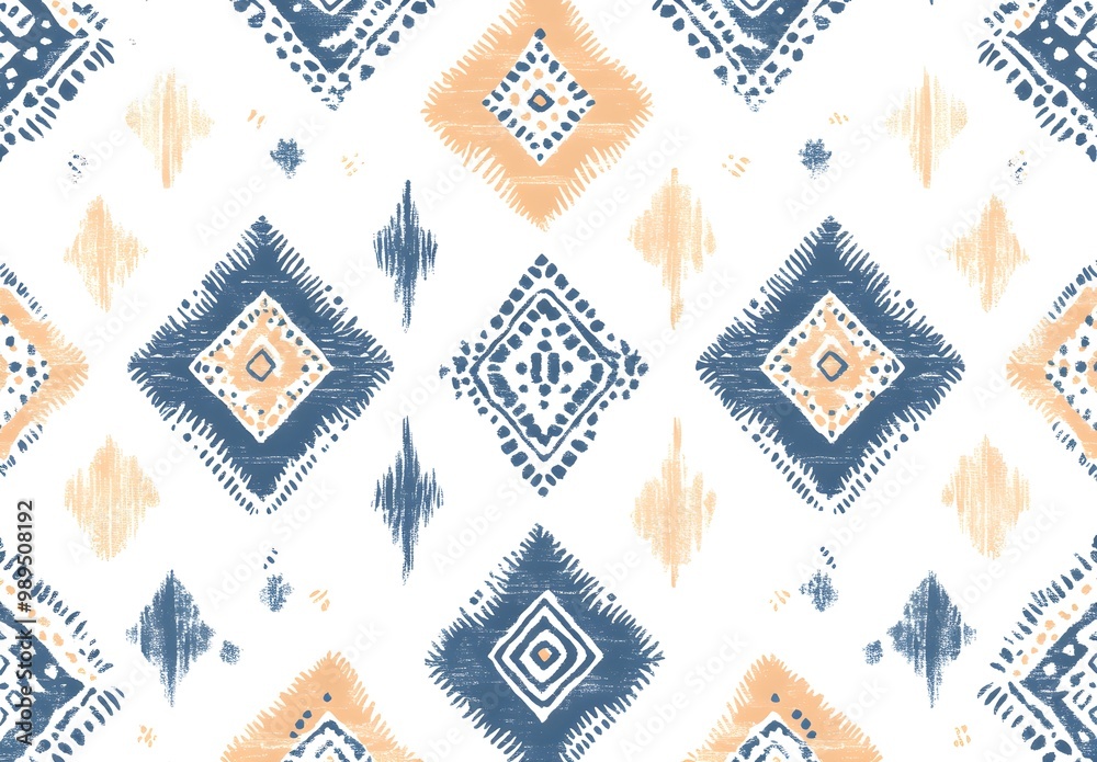 Wall mural abstract blue and orange geometric pattern