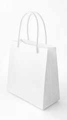 Blank White Shopping Bag with Handles Isolated on White Background for Branding Mockup