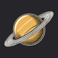 Vintage Hand-Drawn Vector Art of Planet Rings © ImageryPlanet