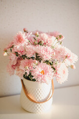 Bouquet of pink flowers in a vase