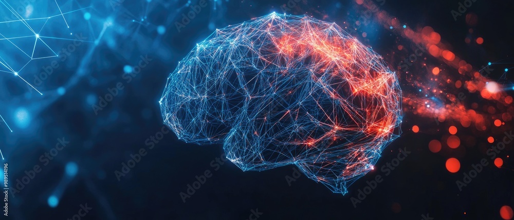 Poster abstract triangular brain representing the concept of artificial intelligence