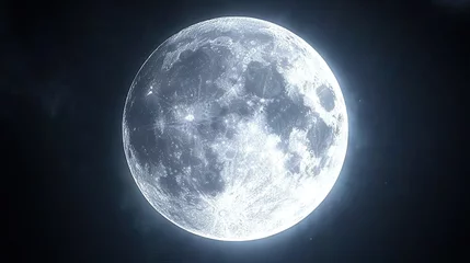 Keuken achterwand Volle maan A big bright full moon gives off light in the night sky. An astronomical body orbiting the planet Earth, which is the Earth's only permanent natural satellite. Illustration for cover, card, design.  © Login