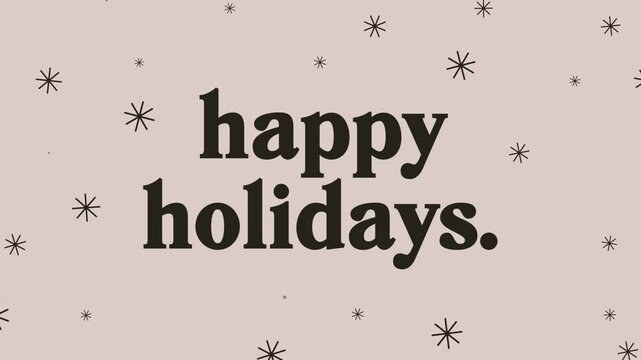 Happy Holidays minimalist text animation with sparks. 4K Seamless loop.