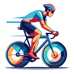 man riding bicycle vector flat minimalistic isolated illustration, Racing cyclist vector flat minimalistic illustration