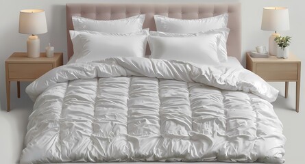 Obraz premium Close-Up View of Modern Bed Isolated on White Background