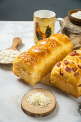 Freshly baked traditional bread nusantara roti sobek chocolate