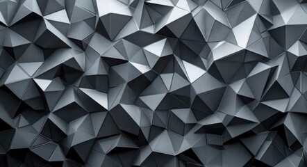 Fototapeta premium Geometric Decor. Futuristic Mosaic Pattern in Grey Tones with Modern 3D Design