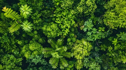 Fototapeta premium Forest landscape pattern background top view generated by ai