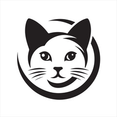 cat long style icon, logo cat on white background