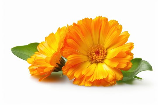 Calendula Officinalis Flower isolated on white also known as pot marigold