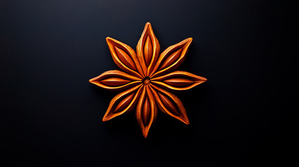 Natural star anise on black background.