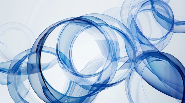  Abstract design featuring smooth, overlapping translucent blue rings. Design a series of overlapping circles with a transparent, glossy finish.