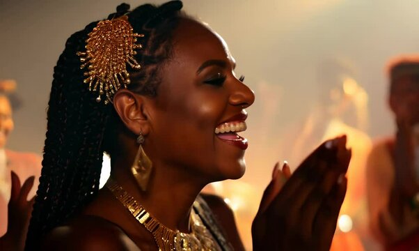 Haitian Woman Applauding After Live Performance