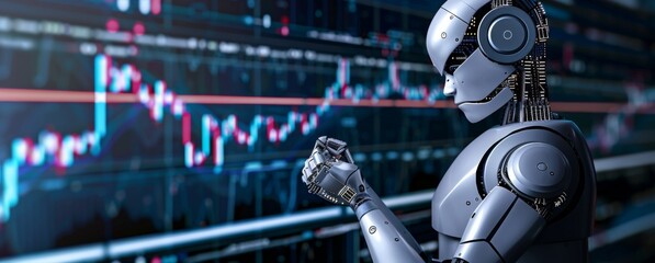 Fototapeta premium Innovative technology for finance through robotic trading solutions.
