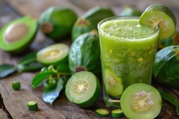 Feijoa fruit and smoothie