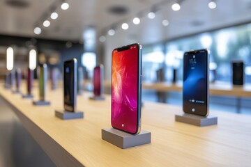 Cutting-edge smartphones displayed in a modern retail setting highlighting innovative designs and technology trends