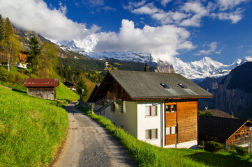 Beautiful mountain landscape in the Swiss Alps.