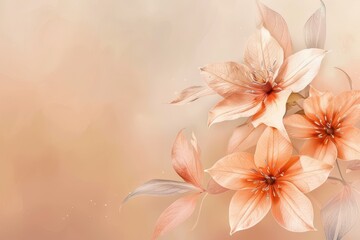 Fototapeta premium Graceful star flower on peach background