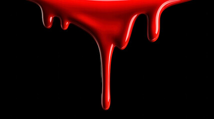 Red paint or blood dripping on black background