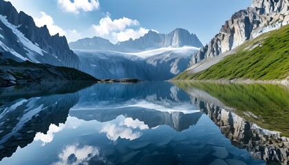 Majestic Alpine Mountains Reflected in Tranquil High Altitude Lake