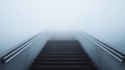 Fototapeta premium Concrete Stairs Leading Up into the Fog