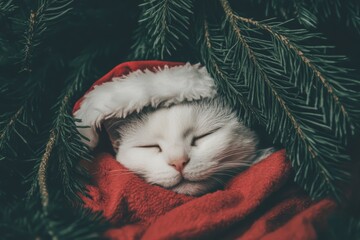A Cat Disguised as Santa Claus