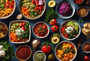 Fototapeta premium visual comparison quick meals homemade favorites showcasing presentation styles, food, ingredients, preparation, cooking, dish, recipe, flavor