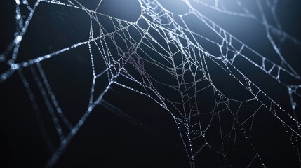 Spider web silhouette against black wall - halloween theme dark background
