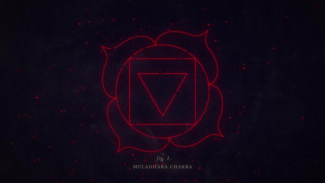 7 chakras old book style animation. Colorful smooth transitions between symbols of Muladhara, Svadhishthana, Manipura, Anahata, Vishuddha, Ajna and Sahasrara for informative and infographic videos.